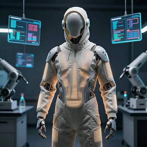 AI Humanoid in LED Hybrid Suit