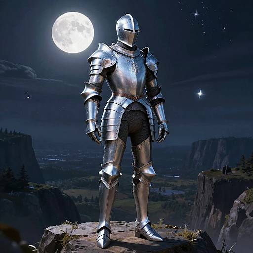 Elegant Light Knight Armor in Moonlight