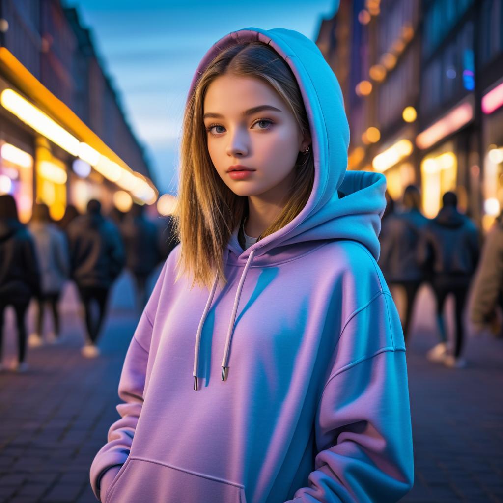 Trendy Teen in Urban Dusk Scene