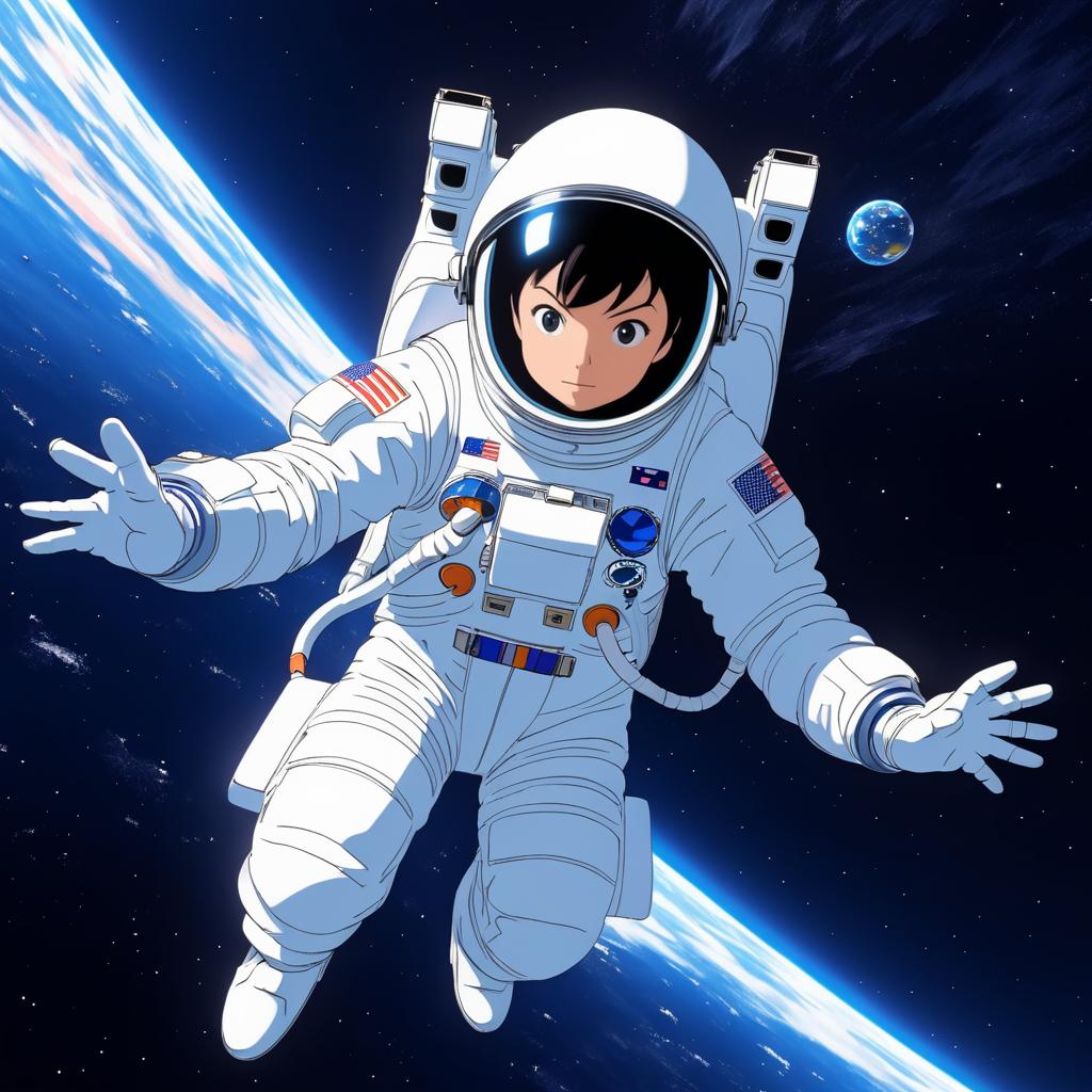 Fearless Astronaut in Dynamic Space Adventure