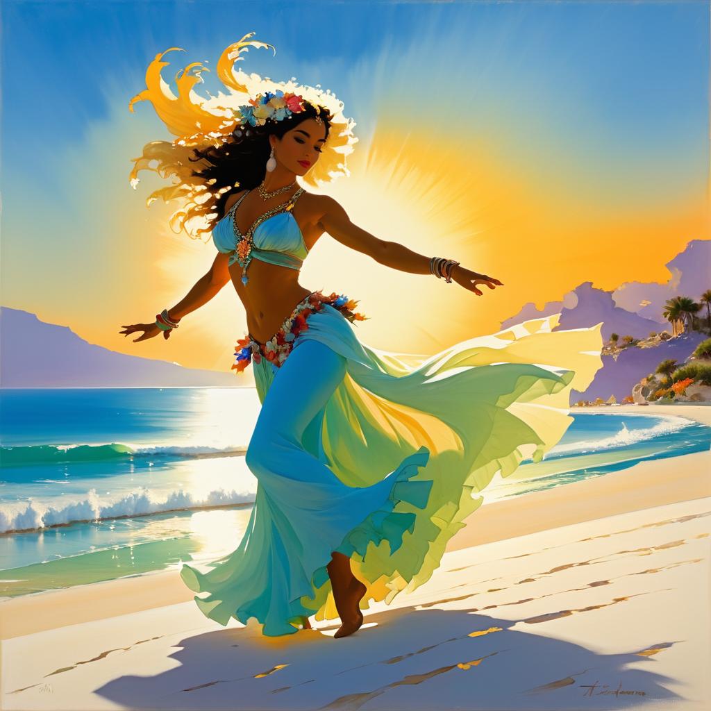 Shakira as a Dancing Goddess at Sunset