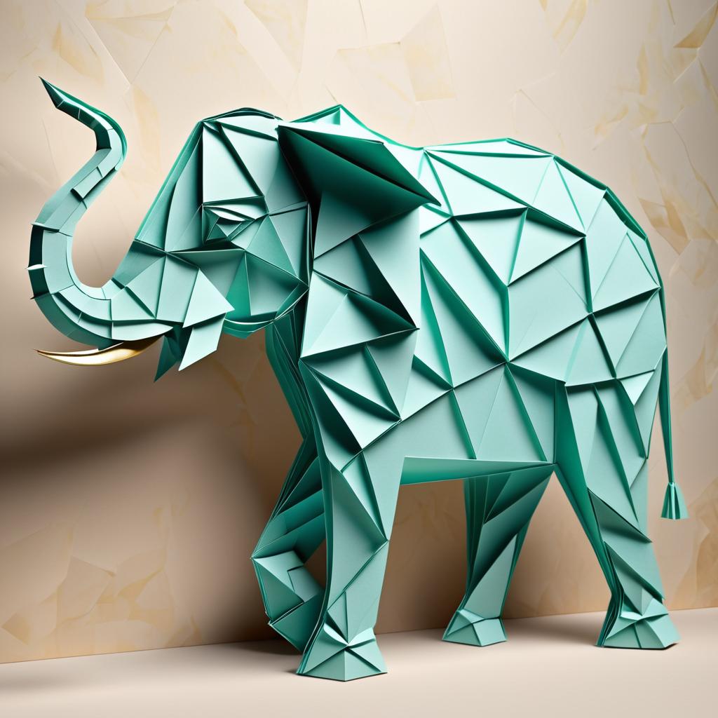 Surreal Origami Elephant Art Illustration