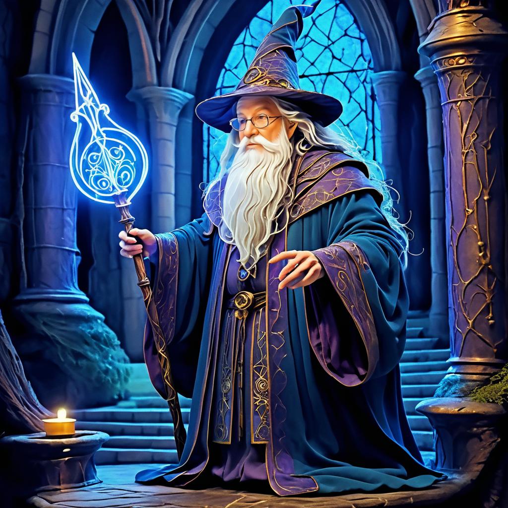 Enchanted Wizard in a Mystical Castle