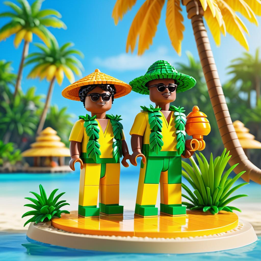 Lego Figurines on Tropical Island