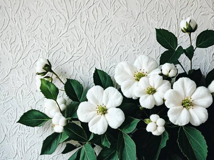 Delicate Cotton Flower Wallpaper Design