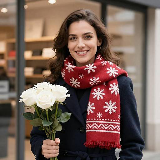 Joyful Woman in Winter Attire