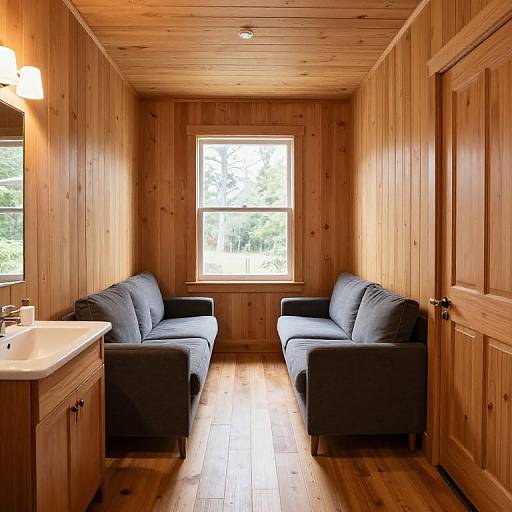 Cozy Symmetrical Wooden Hallway