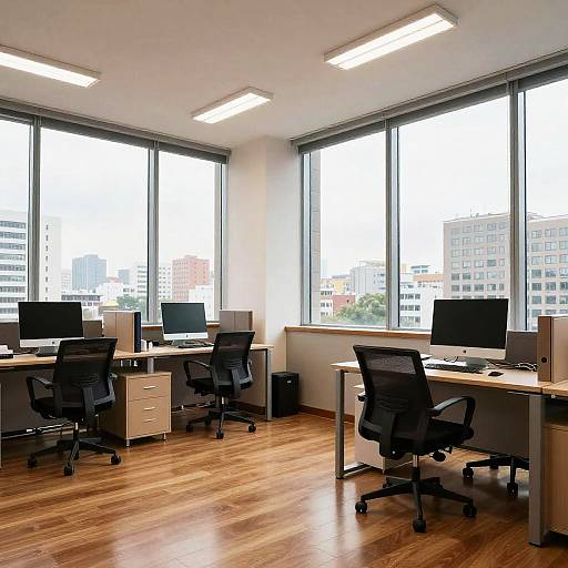 Realistic Office Space with City View