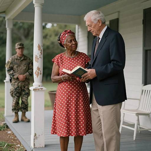 Elderly Couple on Weathered Porch