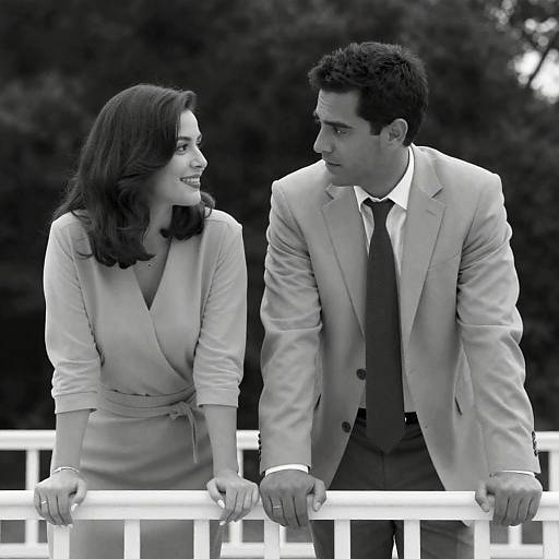 Romantic Black-and-White Outdoor Portrait