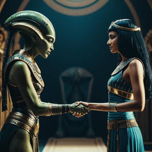 Alien and Cleopatra Shaking Hands