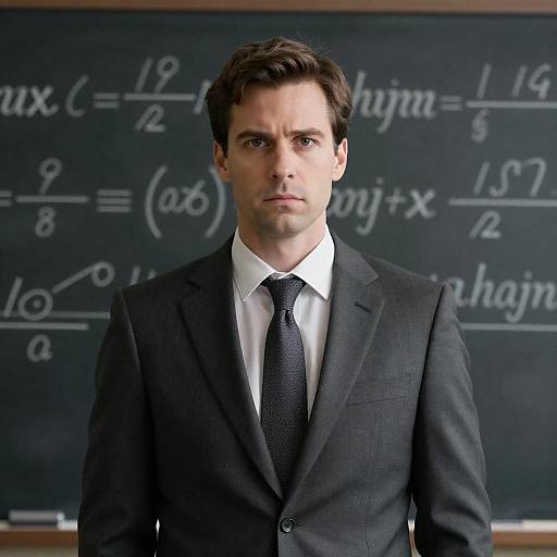 Serious Man in Front of Chalkboard