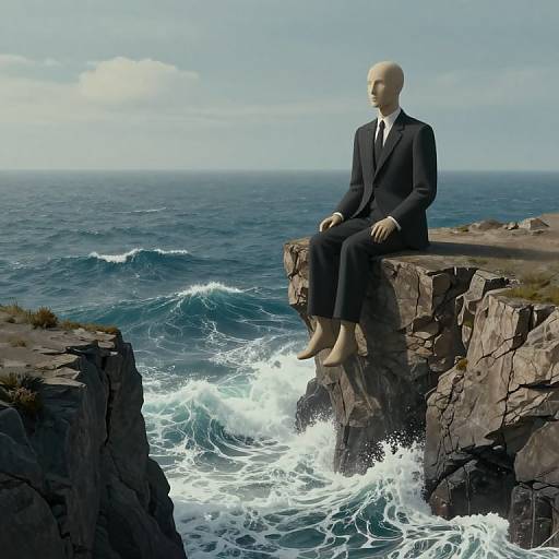Surreal Mannequin on Cliff Edge