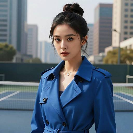 Elegant Woman in Fantasy Cityscape