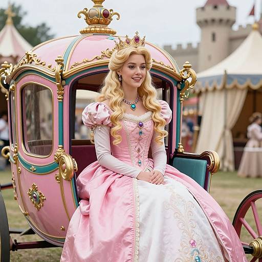 Fantasy Princess in Ornate Royal Carriage