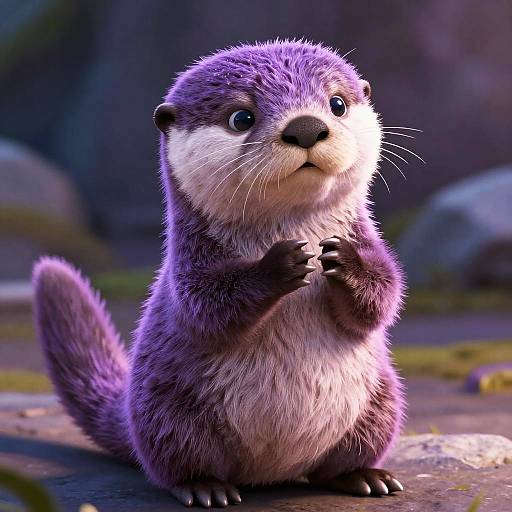 Glowing Purple Otter Anime-Inspired Charm