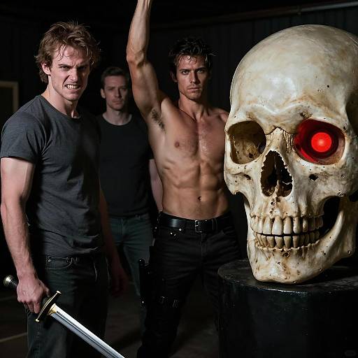 Dramatic Scene with Men and Skull