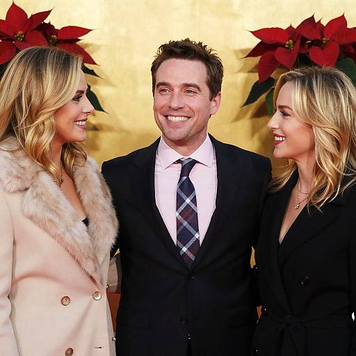 Festive Portrait of Three Smiling Individuals