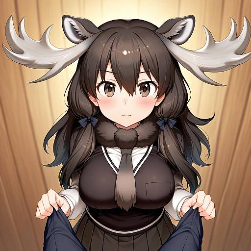 Illustration of Moose (kemono friends), kemono friends in the style of Kodamari