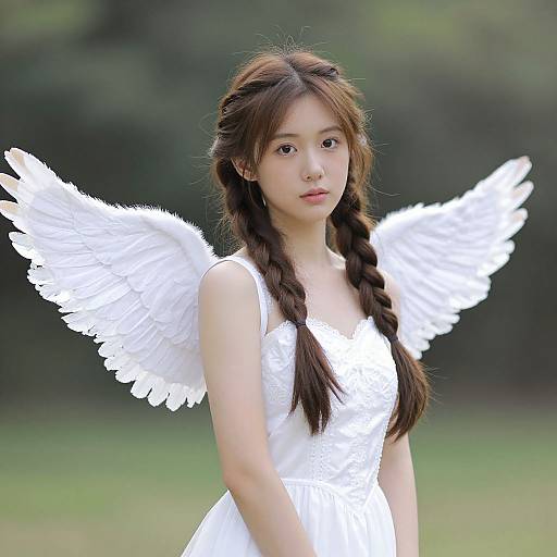 Realistic Angelic Girl in Dress