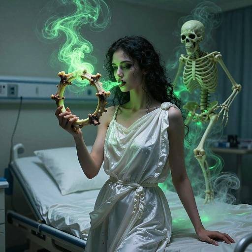 Mystical Woman with Neon Bone Ring