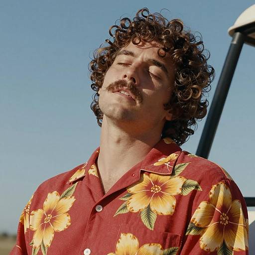 Relaxing Man in Hawaiian Shirt Under Sun