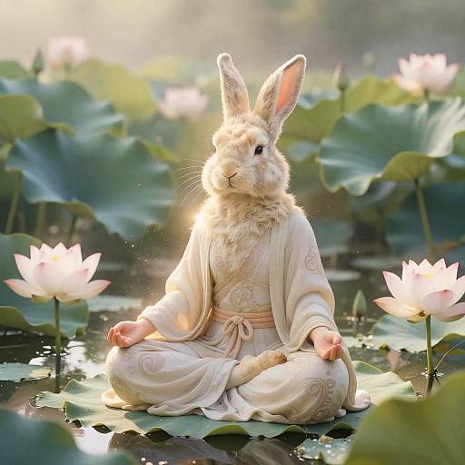 Serene Anthropomorphic Yogini Rabbit