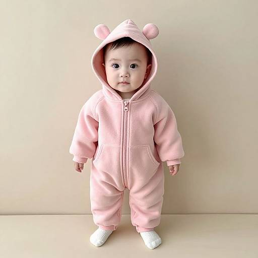 Baby in Pink Hoodie Standing
