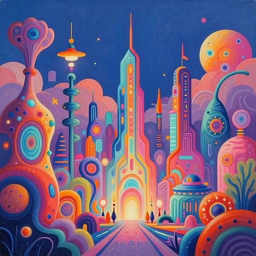 Surreal Futuristic Neon Cityscape