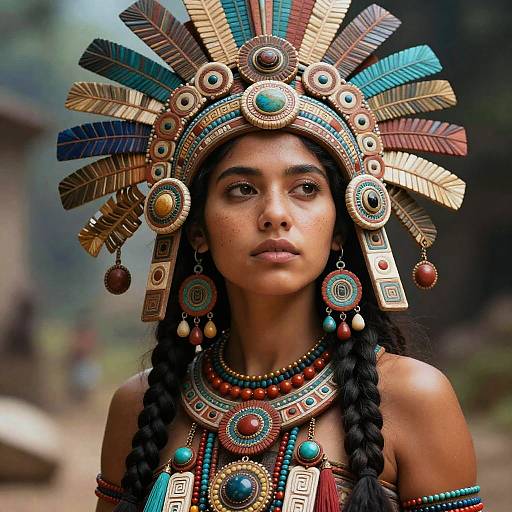 Intricate Aztec Shaman Portrait