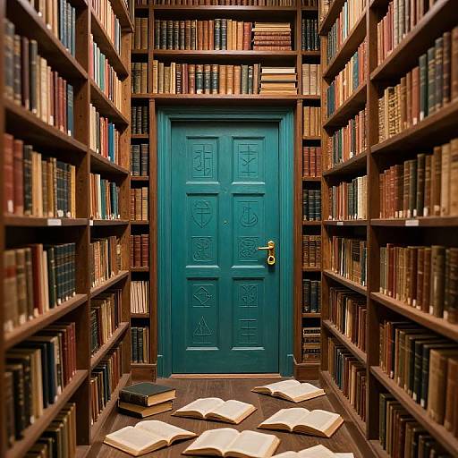 Labyrinthine Library with Enchanted Door