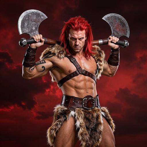 Fierce Red-Haired Fantasy Warrior