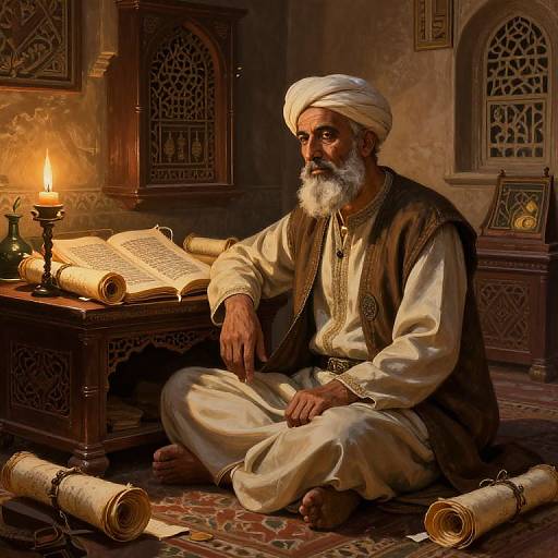 Ancient Scholar in Traditional Study