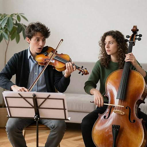 Surprised Musicians in Cozy Living Room