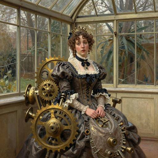 Steampunk Duchess in Victorian Conservatory