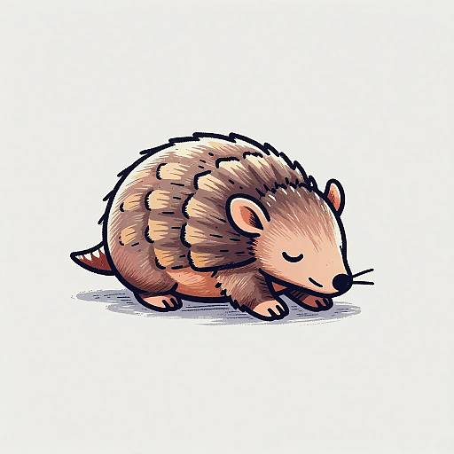 Engraved Cartoon Dozing Baby Armadillo