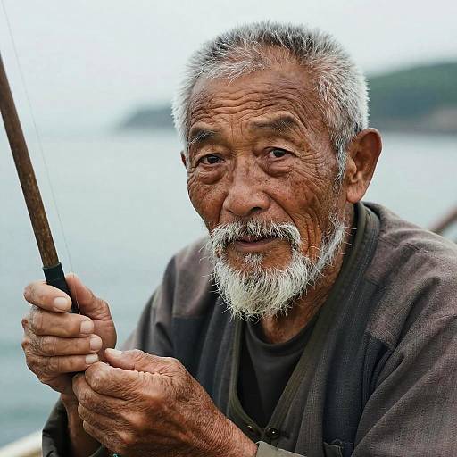 Sea-Worn Elderly Fisherman in Yoshida Style