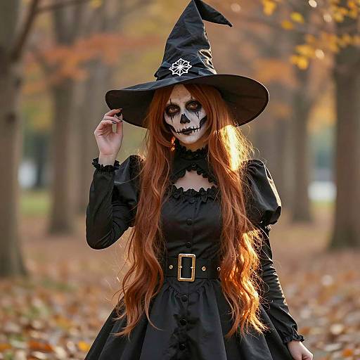 Eerie Witch Cosplay in Autumn Light