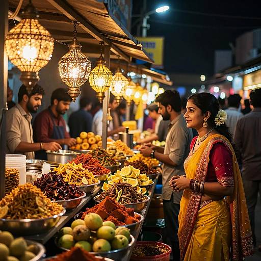 Vibrant Bollywood Night Market Scene