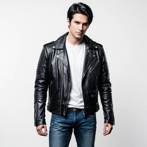 Young Man in Black Leather Jacket and White T-Shirt