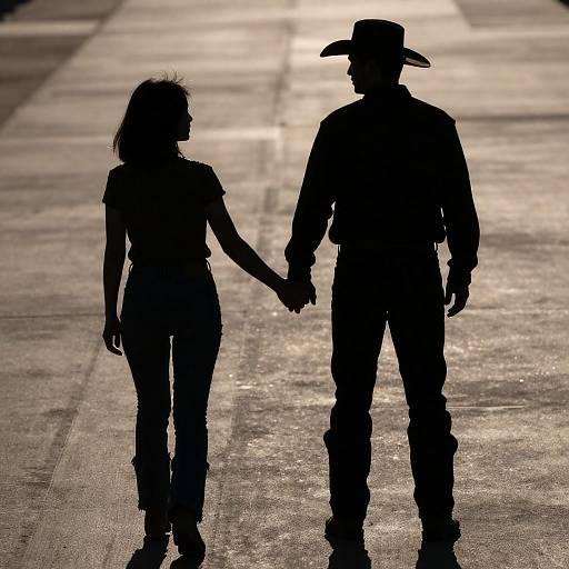 Silhouetted Lovers on a Shimmering Surface