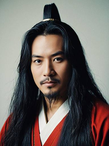 Photorealistic Asian Long Hair Man Headshot