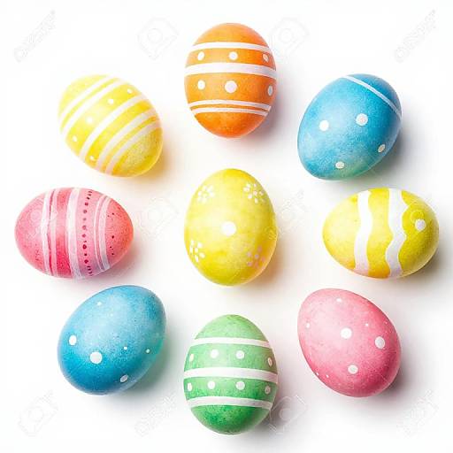 Colorful Easter Eggs on White Background