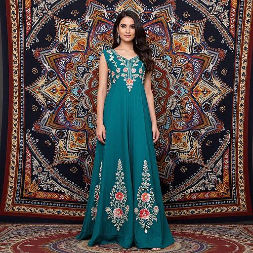 Elegant Woman by Vibrant Mandala Tapestry