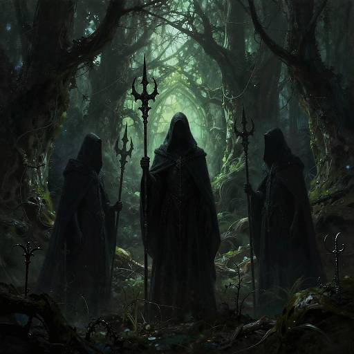 Shadowy Sentinels in Gothic Forest