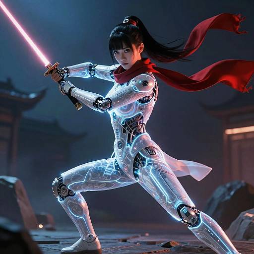 Epic Cyberpunk Mecha Ninja Girl