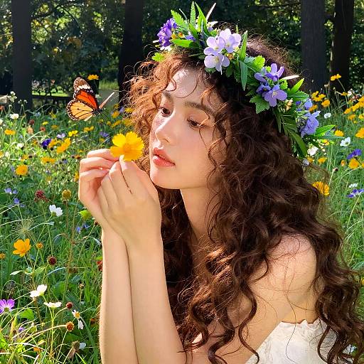 Dreamy Wildflower Portrait with Crown