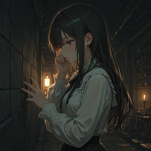 Mysterious Girl in Dark Blouse