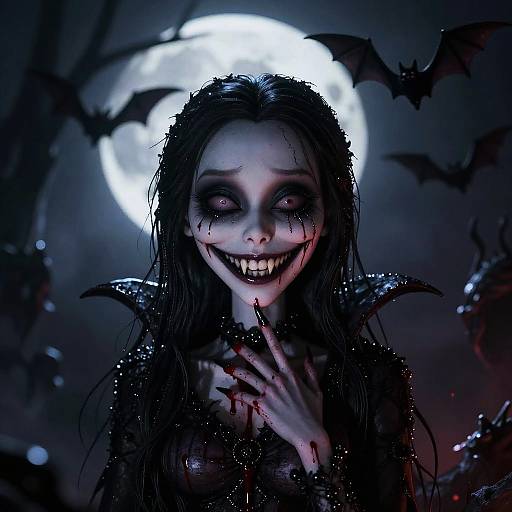 Gothic Vampire Girl with Creepy Charm