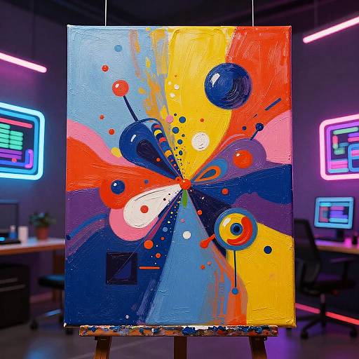 Futuristic AI Painting in Cyberpunk Studio